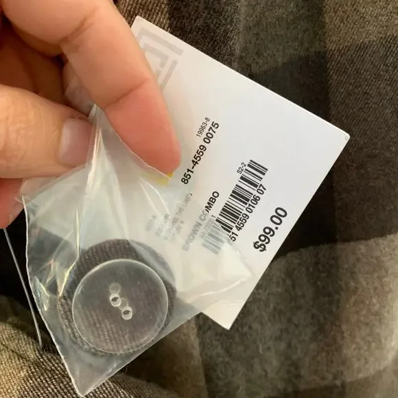 NWT Liz Claiborne Brown Combo Plaid Peacoat Size Medium - Picture 5 of 6